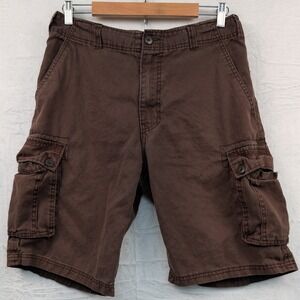 VTG OTB Cargo Shorts Men's 34 Brown 12" Ramie Cotton Twill Relaxed Rugged Y2K